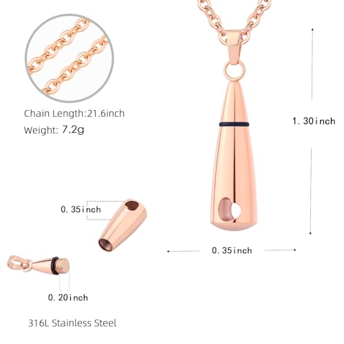 Urn Necklace Pendant Teardrop Cremation Jewelry for Ashes Memorial Keepsake for Women Men with Mini Keepsake Urn Memorial Ashes Jewelry Rose Gold