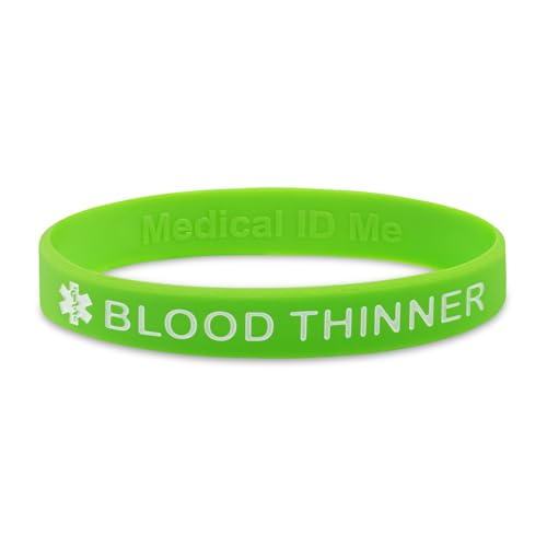 Medical ID Me 5pcs Blood Thinner Silicone Wristband Medical Awareness Bleeding Risk Warfarin Large 20cm