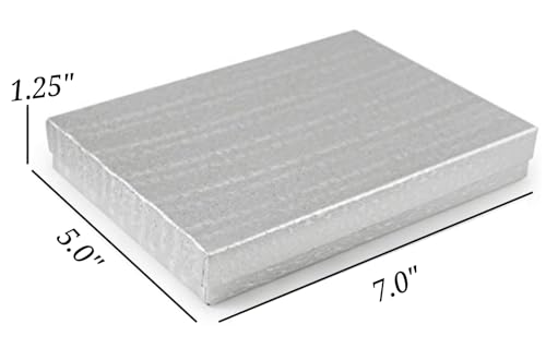 15 Pack Cotton Filled Silver Foil Paper Cardboard Jewelry Bracelet Necklace Watch Collectible Gift and Retail Boxes Size: 7" x 5" x 1-1/8" Inch by R J Displays