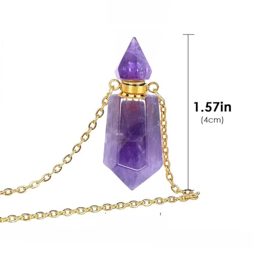 Cremation Gold Urn Necklaces for Ashes for Women Men Natural Crystal Gemstones Keepsake Jewelry Memorial Urn Locket for Human Ashes Holder Gold Purple