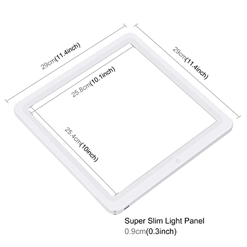 PULUZ LED Photography Shadowless Bottom Light Lamp Panel Pad for 30cm Light Box, Photography Softbox Bottom Light for Food Jewelry Cosmetic Crafts Type-C Plug 11.5*11.5 Inch