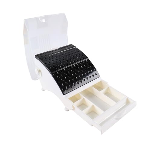 Namvo Dental Drill Holder with Drawer, Cleaning Container, Round, for Home, Diamond, Oral Care Tools for Needle Instruments, Drill, Black