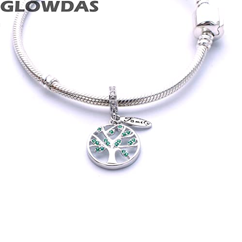 GLOWDAS Family Charms fit European Moments Bracelet, 925 Sterling Silver House Home Charms Heart Beads, Tree of Life Charms Necklace Dangle, Gifts for First Mothers Day/Birthday Family Tree Charms Dangle