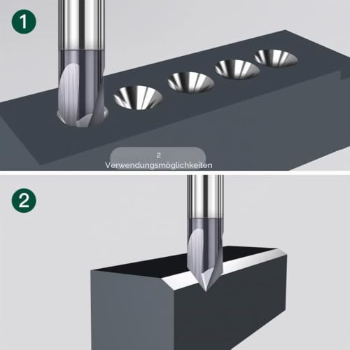 ASNOMY Set of 4 Solid Carbide Chamfer Cutters 3 Flutes V Groove Cutter 60 Degree and 90 Degree CNC Milling Cutter End Mill with TiAlN Coating for Machine Tools and Chamfering 6mm; 4mm