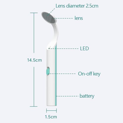 2 Piece Dental Mirror with LED Light, Anti-Fog Mouth Mirror for Oral Care