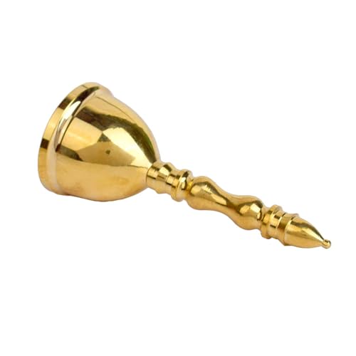SATVIK 4.5-5 INCH Handcrafted Brass Puja Bell for Home Temple, Traditional Brass Prayer Bell l Decorative Hanging Ghanti for Pooja and Home Décor