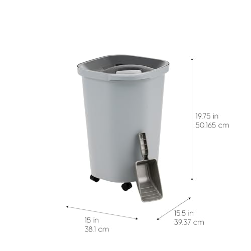 IRIS USA Dog Food Storage Container, Up to 25 lbs, Gray/Dark Gray