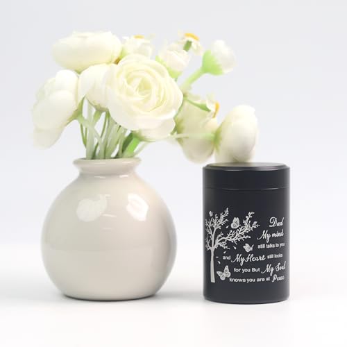 3 Inch Small Urn for Human Ashes Aluminum Mini Cremation Small Keepsake Box for Sharing Ashes Mini Urn-Dad Black-Dad
