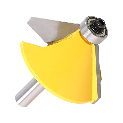 45 Degree Chamfer/Bevel Edging Router Bit with 8 mm Shank, Chamfer Cutter Groove Cutter Router Bit Wood Cutting Tool with Ball Bearing