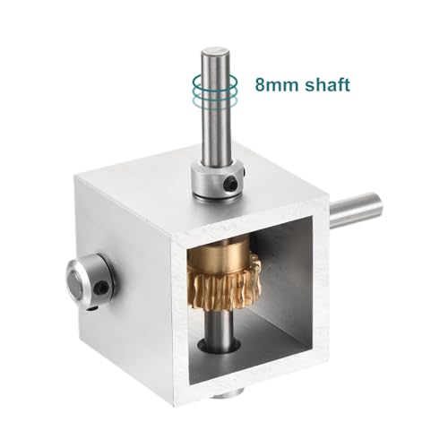 sourcing map Gear Box 90 Degree Right Angle Worm Gearbox 1:10 Reduction Gearbox 1 Module 10 Teeth Worm Gear Aluminum Frame Simple Mechanical DIY Module with 8mm Shaft, 100x100x50mm(LxWxH)