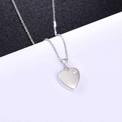 925 Sterling Silver Heart Urn Necklace for Ashes Memorial Keepsake Pendant