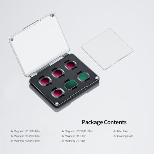 Magnetic ND/CPL Filter Set Compatible with DJI Osmo Pocket 3 Creator Combo, 6-Pack: UV, CPL, ND16/PL, ND32/PL, ND64/PL, ND256/PL Polarizer and Neutral Density Filters, Action Camera Accessories Magnetic ND/PL & CPL & UV Filter Set