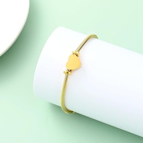 Heart Urn Bracelet for Women Men Cremation Jewelry Keepsake Memorial Urn Lockets for Human Ashes Bangle Chain Bracelet Jewellery Gold