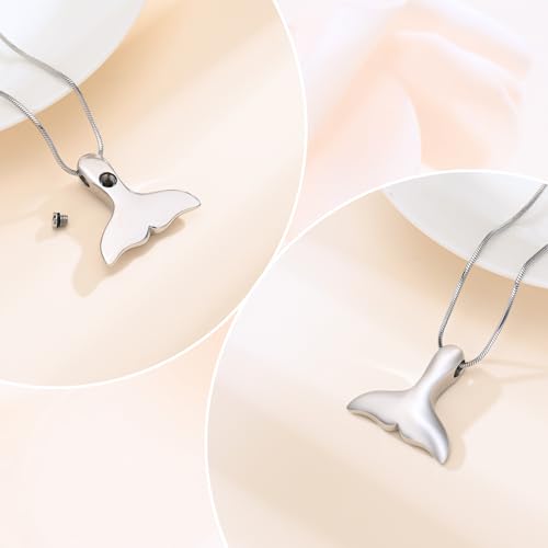 Whale Tail Cremation Jewelry for Ashes Pendant Mermaid Tail Memorial Urn Necklace Ashes Locket Keepsake Gift for Women Girl Silver