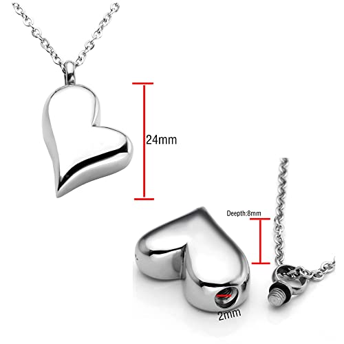 Jovivi Stainless Steel Twist Heart Urn Pendant Necklace Cremation Jewellery Ashes Keepsake Pet Memorial with Filler Kit and Gift Box