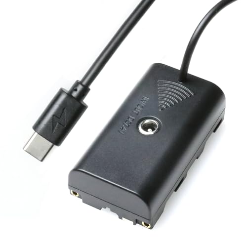 Uonecn NP-F Dummy Battery to USB C Coiled Power Cable with DC Output, 8.2V 4.5A Regulated Output for Sony NP-F550 F570 F970 Battery Adapter, for Atomos Ninja V Shinobi SmallHD Monitor, 16-40in Coiled Cable