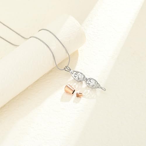 Hollow Jar Urn Necklace for Ashes Forever in my heart Teardrop Memorial Locket Pendant Cremation Jewelry for Women Men Silver-Rose