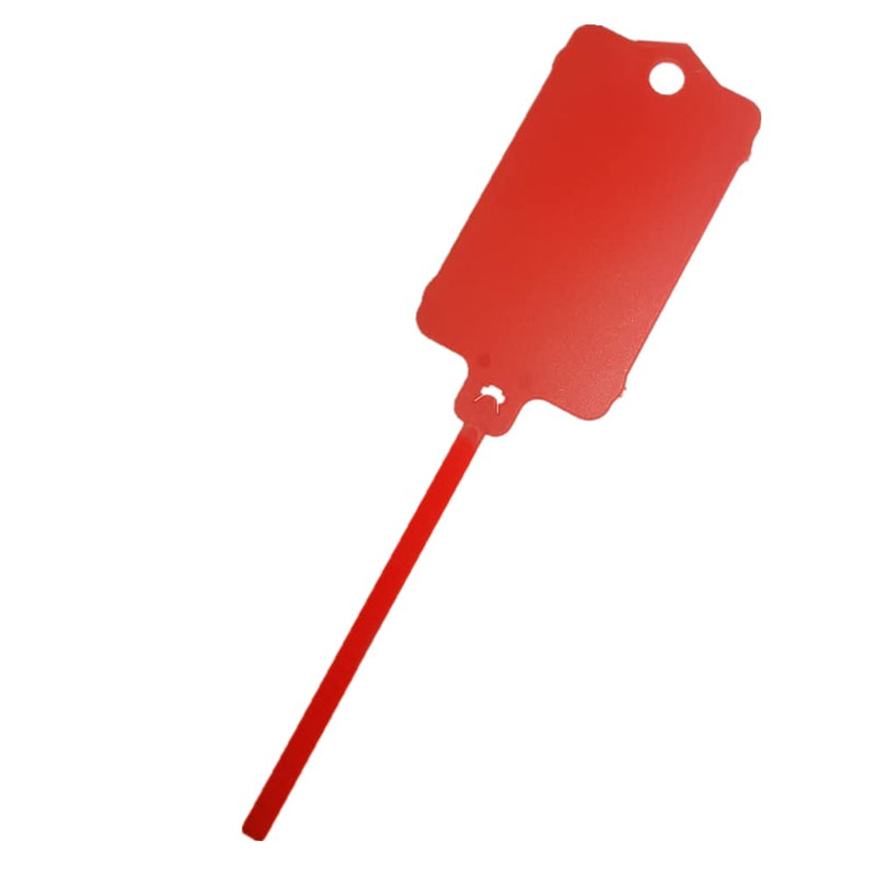 100pcs Reusable Blank Plastic Tags Ties Key Tags 1.45"*2.48" Serrated Tension Sealing Strap with Large Label Plastic Tie Mark Label Waterproof Hang Sign Write on Tag (Red, 100pcs) Red