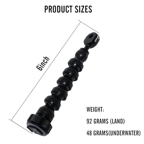 6" Flexible Extension Arm Mount with YS Head Adapter Connector, Diving 360° Adjustable Gooseneck 6-Section Lightweight Arm for Underwater Camera Housing Cold Hot Shoe Photography Gear Lighting System