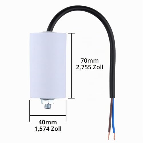 VEXUNGA 12µF 450V Motor Capacitor Starting Capacitor Capacitor 12uF 12uF 450 Volt 40 x 70 mm CBB60 Capacitors Cable M8 for Electric Motor