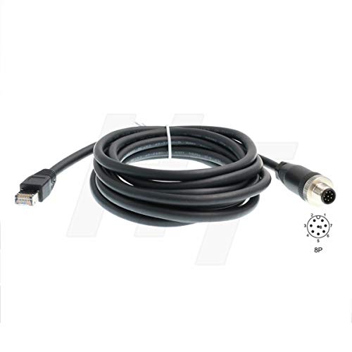 M12 Ethernet 8 Pole A-Code RJ45 Cat5e Cable for Cognex Industrial Camera Sensor (3 Meter) 3 meter