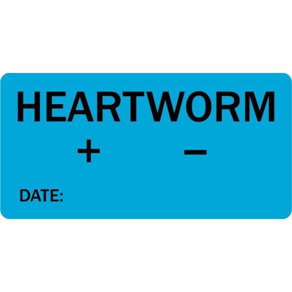 Heartworm Veterinary Labels - Blue, 500 Labels/roll, 2” x 1” | Positive & Negative Heartworm for Charts, Records, and Cages - Veterinary Clinics and Hospitals | LabelValue Brand