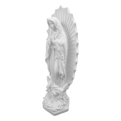 Our Lady of Guadalupe Statue, White Virgen de Guadalupe Statues, Small Mexico Virgin Mary Figurine, Virgencita Maria Estatua Resin Catholic Religious Decor 7 Inch 7 inches