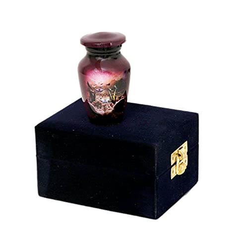 HLC Butterfly Purple Finish Small Keepsake Urn - 3 cu.in Capacity with Velvet Box Bag