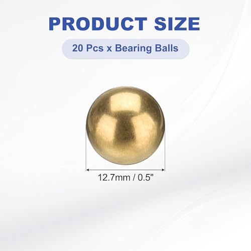 sourcing map 20 Pcs Bearing Balls, 1/2" 12.7mm Precision H65 Brass Bearing Balls Industrial Brass Ball Spheres for Machinery, Automotive, and DIY