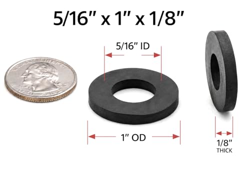 12-piece oil-resistant nitrile rubber flat washers, 5/16-inch ID x 1-inch OD x 1/8-inch thick by Generic