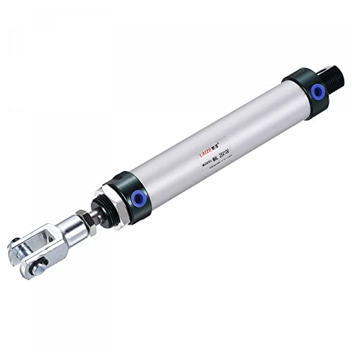 sourcing map Pneumatic Air Cylinder Double Action MAL25X100 25mm Bore 100mm Stroke with Y Connector and 4Pcs Quick Fitting Set 25X100 mm