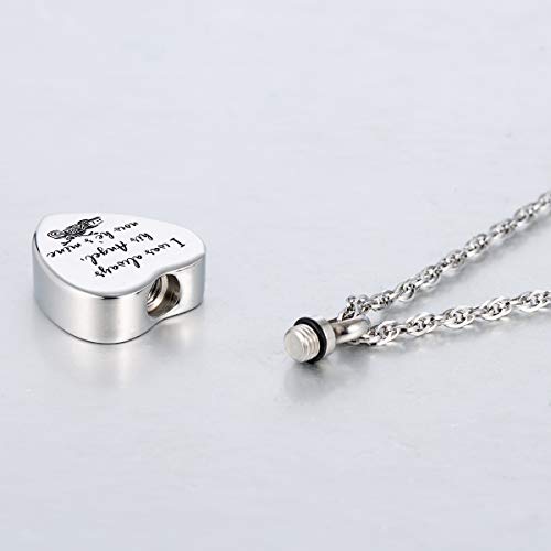 Gredstar Motorcycle Urn Necklace for Ashes, Heart Memorial Pendant I was always his Angel, now he's mine