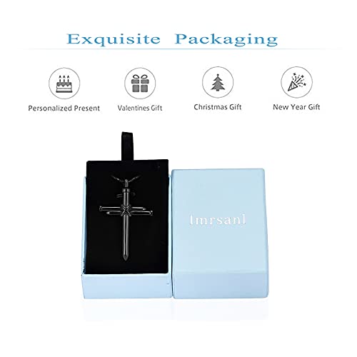 Imrsanl Cremation Jewelry Nail Cross Urn Necklace Pendant Black