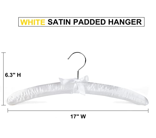 Amber Home 10 Pack Large White Satin Padded Hangers for Women Clothing 17"