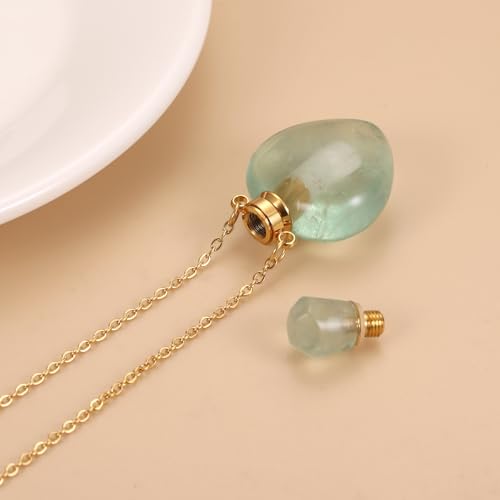 Natural Crystal Cremation Jewelry For Ashes - Heart Urn Necklace Hold Loved Ones/Pet Ashes Keepsake Memorial Pendant For Women Green
