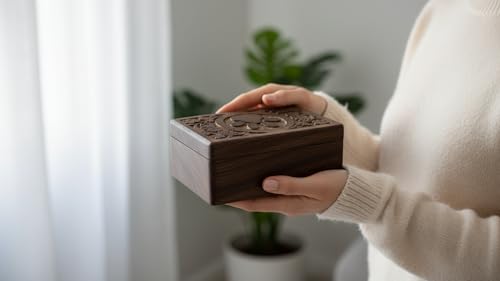 Handmade Wooden Pet Urn Box for Dog & Cat Ashes Keepsake Cremation Box