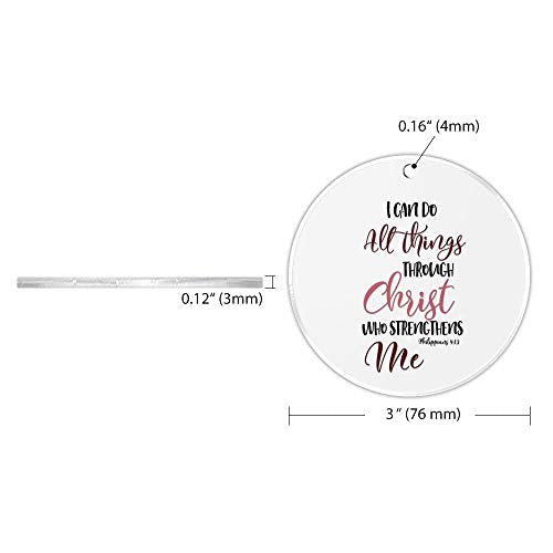 WIRESTER Hanging Ornaments for Christmas Tree Holidays, Party, Car, Home, Office Decoration, Large 3 inch Acrylic Ready to Hang Ornament - Christian Bible Verses Philippians 4:13