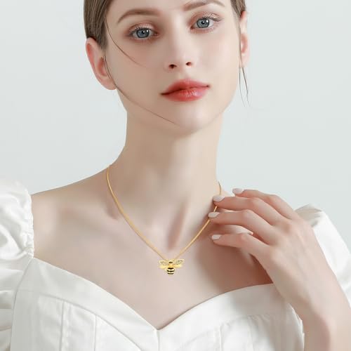 Cremation Jewelry for Ashes Pendant - Bee Urn Necklace with Mini Keepsake Urn Memorial Ash Jewelry Cremation Ash Pendant Loved One Gold