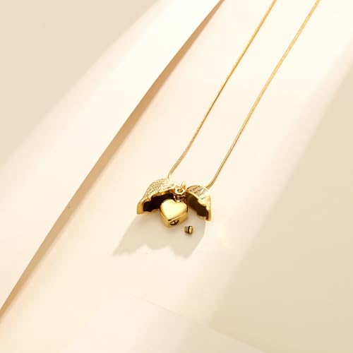 Cremation Jewelry Heart Urn Necklace for Human Ashes for Women Men A Piece of My Heart Lives in Heaven Memorial Ashes Keepsake Pendant Gold-Son