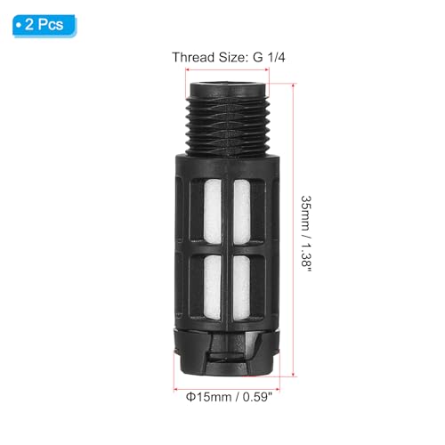 PATIKIL 2 Pack Air Muffler G 1/4 for Black | Plastic Air Compressor Exhaust Muffler Filter Air Solenoid Valve Muffler Fit