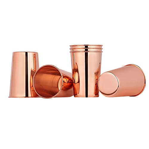 HealthGoodsIn Pure Copper Cups Set of 6 - Pure Copper Drinking Cups & Copper Tumbler for water 11.8 oz (350 mL), Ayurvedic Copper Cups for Daily Use