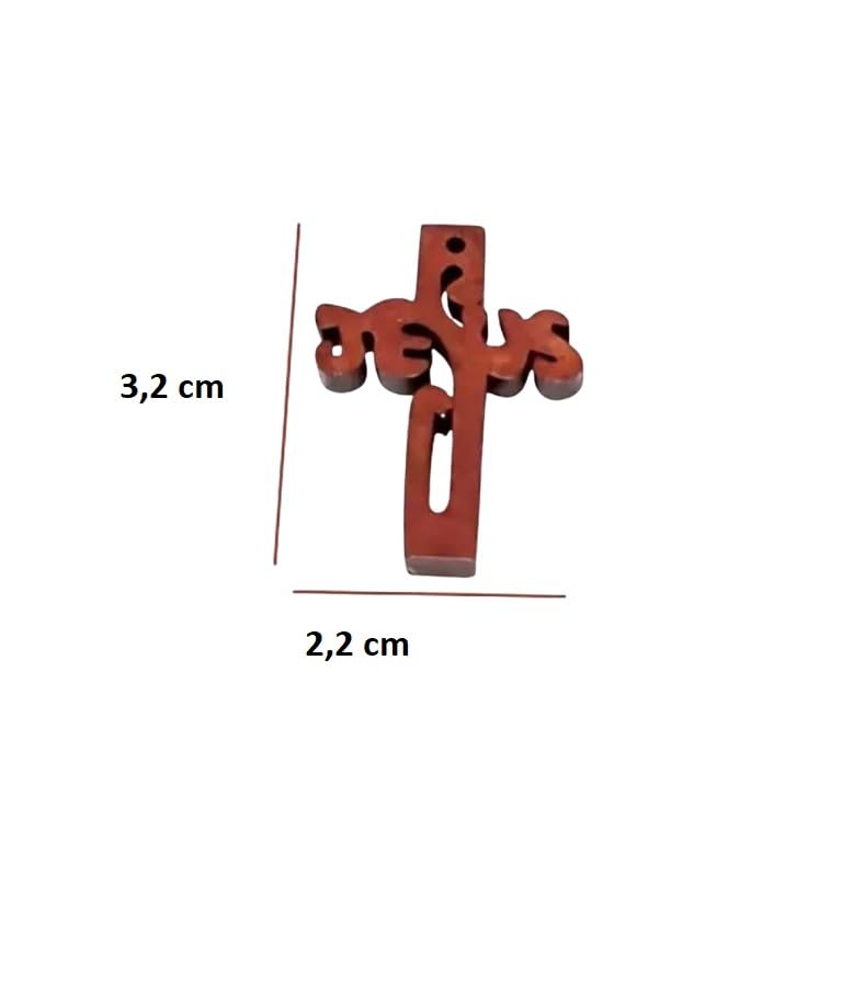 Adjustable Rope Necklace 80-42 cm Wood Cross 3.2 x 2.2 cm TAO Jesus Tau A3 of Saint Francis Pendant Rosary Mary Madonna Religious Protect Me Adjustable with Saint for Prayer