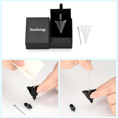 Hearbeingt Arrowhead Urn Necklace for Ashes Cremation Jewelry for Men Black