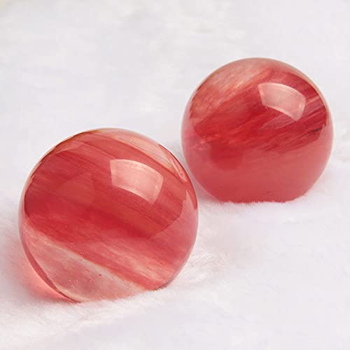 Acxico 1Pcs 40-50mm Natural Red Crystal Ball Sphere Energy Stone Healing Polished Home Decor