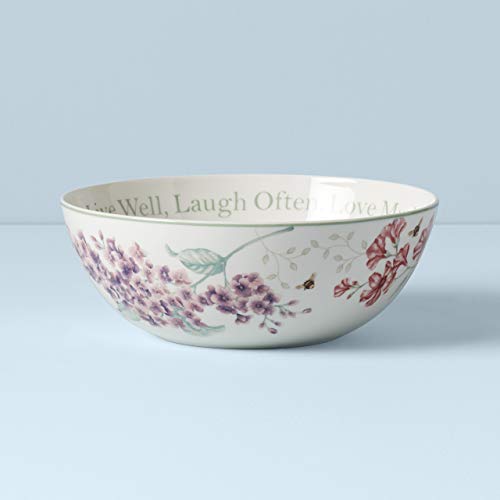 Lenox Butterfly Meadow "Live Well, Laugh Often, Love Much" Serving Bowl, White - Serving Bowl, Sentiment