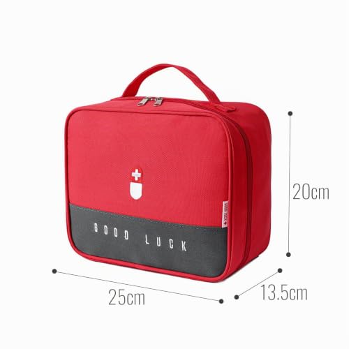 Medicine Bag, Medical Emergency Bag, Large Capacity Medicine Bag for Waterproof Medicine Storage Bag, Portable for Home Office Red