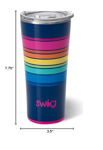 Swig Life 22oz Insulated Tumbler, Travel Coffee Tumbler with Lid, Cup Holder Friendly Travel Coffee Mug, Stainless Steel (Electric Slide)
