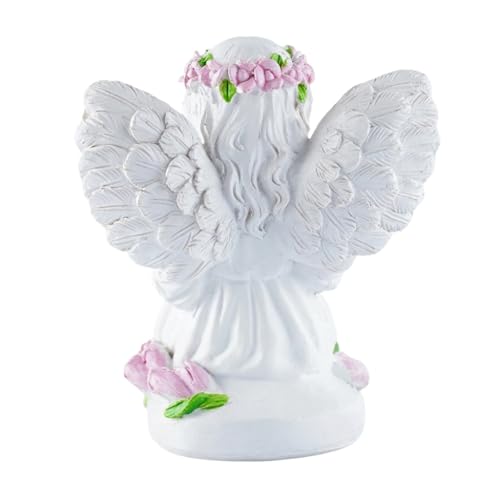 Guardian Angel Statue Angel Figurines with Pink Tulips Sitting With Tulip