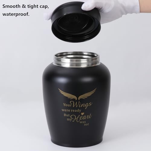 Large Cremation Urns for Ashes Adult Male/Female/Dad/Mom/Father Large,180lbs Black Angel