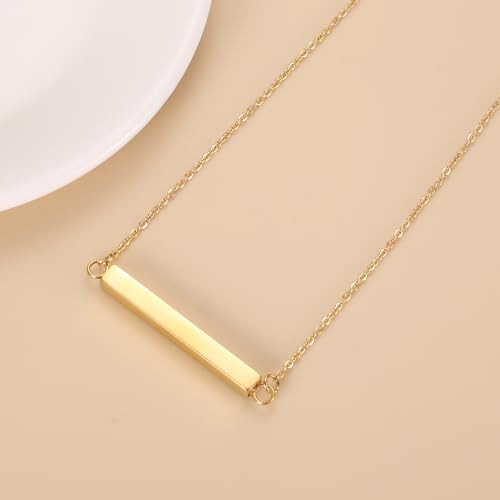 Horizontal Bar Urn Necklace For Ashes For Women Gold